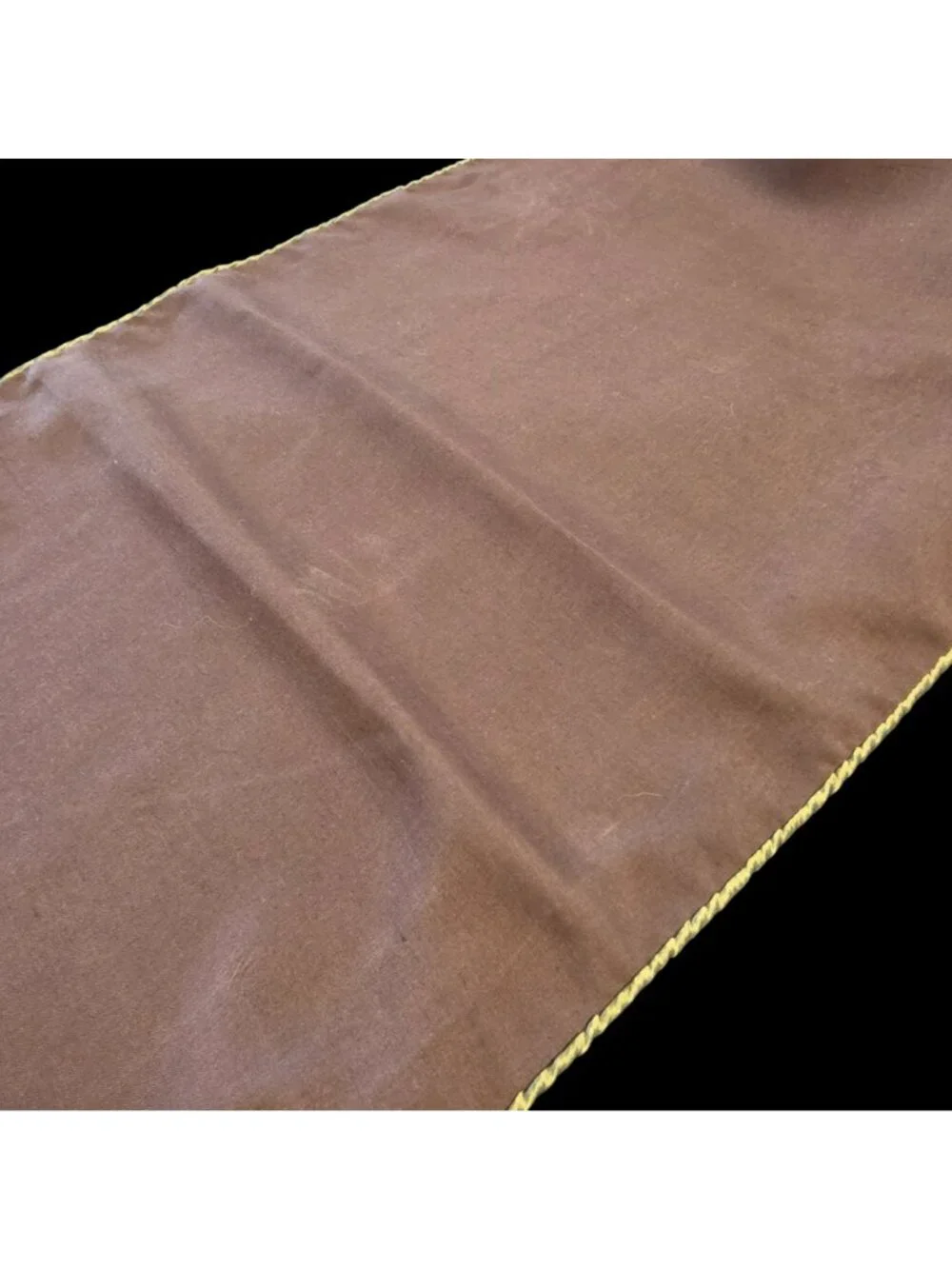 Vtg Fall Autumn Silky Satin Table Runner Embroidered Leaves Vines Tassels 80